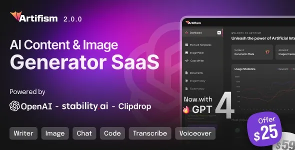 Artifism v2.0.0 - AI Content & Image Generator SaaS nulled